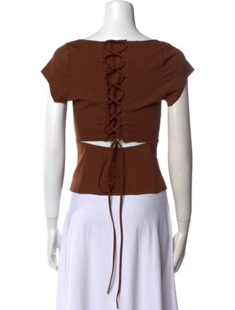 Tyler McGillivary Bateau Neckline Short Sleeve Crop Top