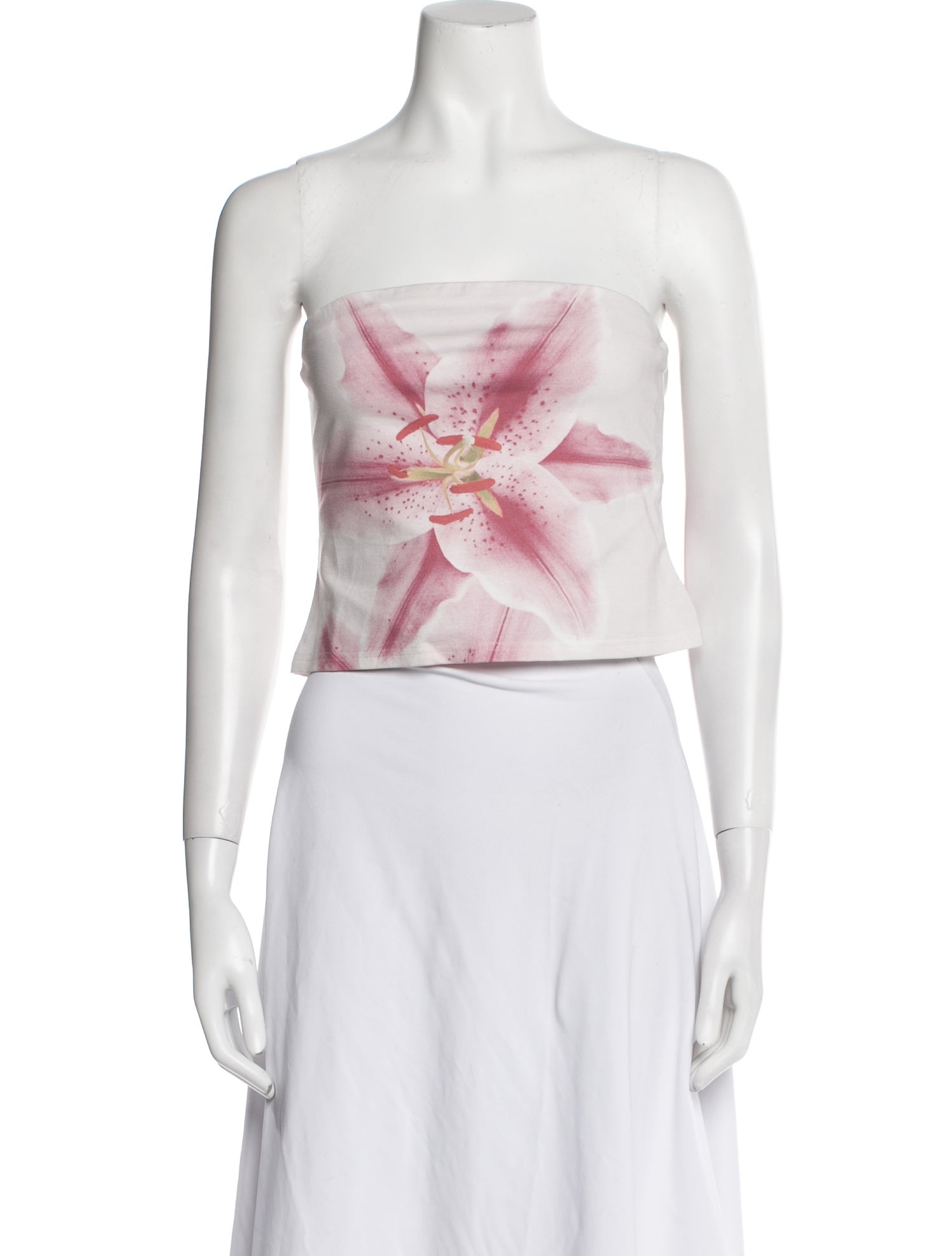 Tyler McGillivary Floral Print Strapless Crop Top