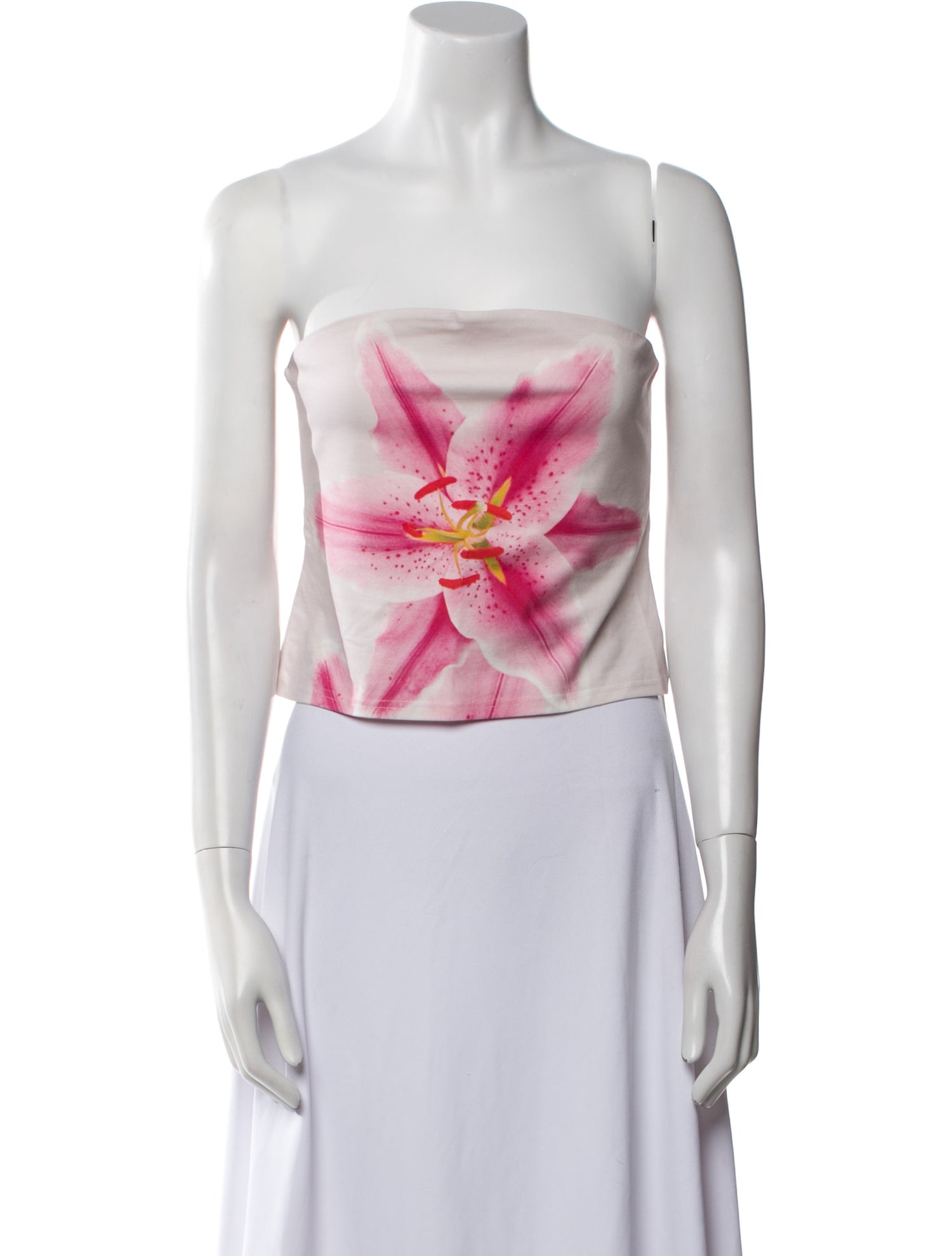 Tyler McGillivary Printed Strapless Crop Top