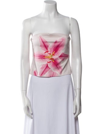 Tyler McGillivary Printed Strapless Crop Top