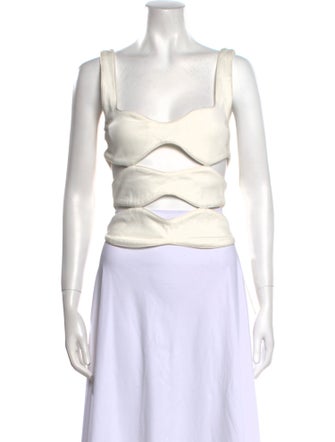 Tyler McGillivary Square Neckline Sleeveless Crop Top