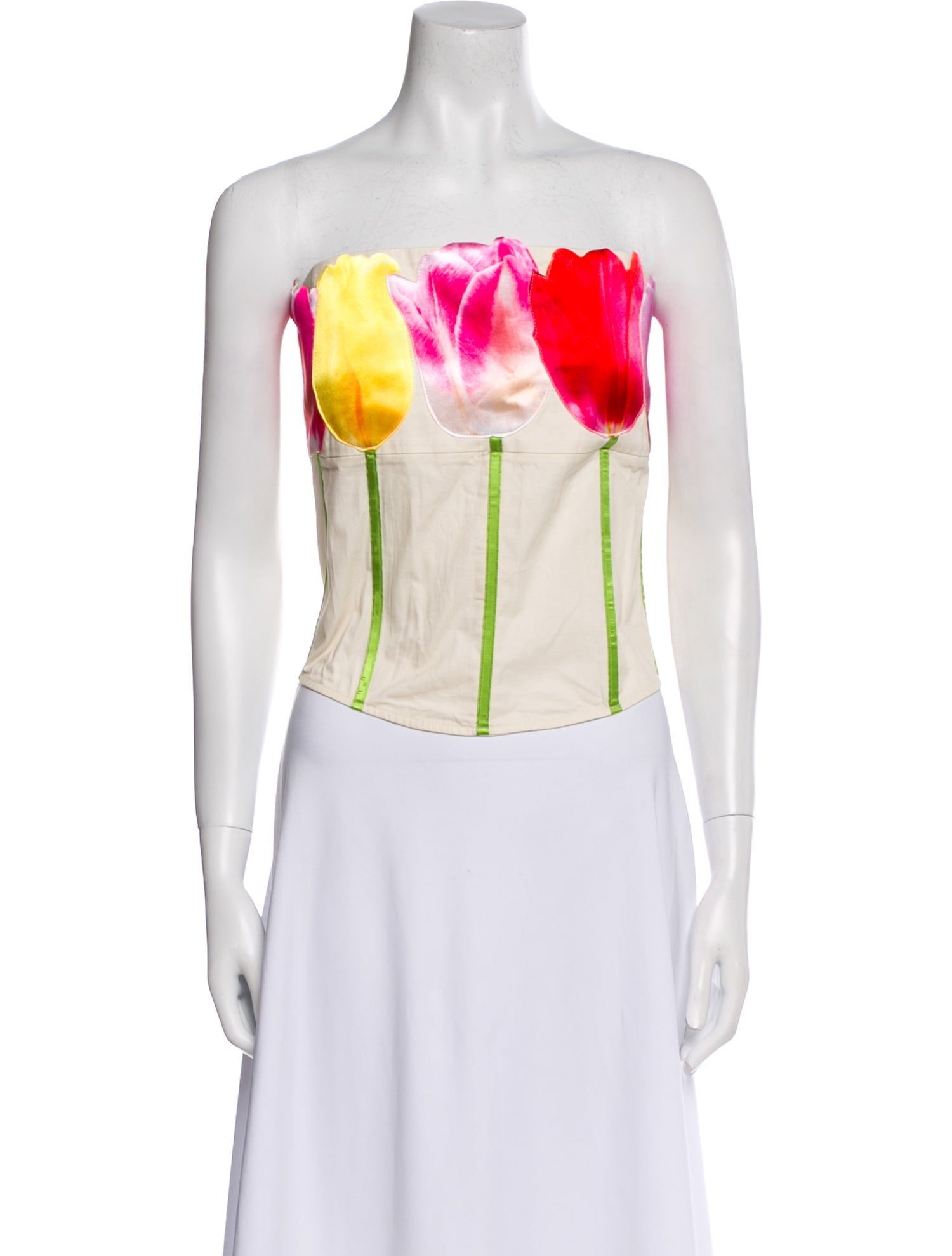 Tyler McGillivary Floral Print Strapless Crop Top w/ Tags