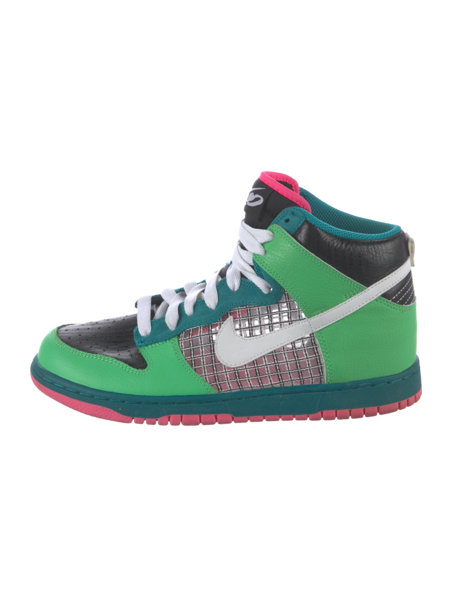 nike dunk high pink green