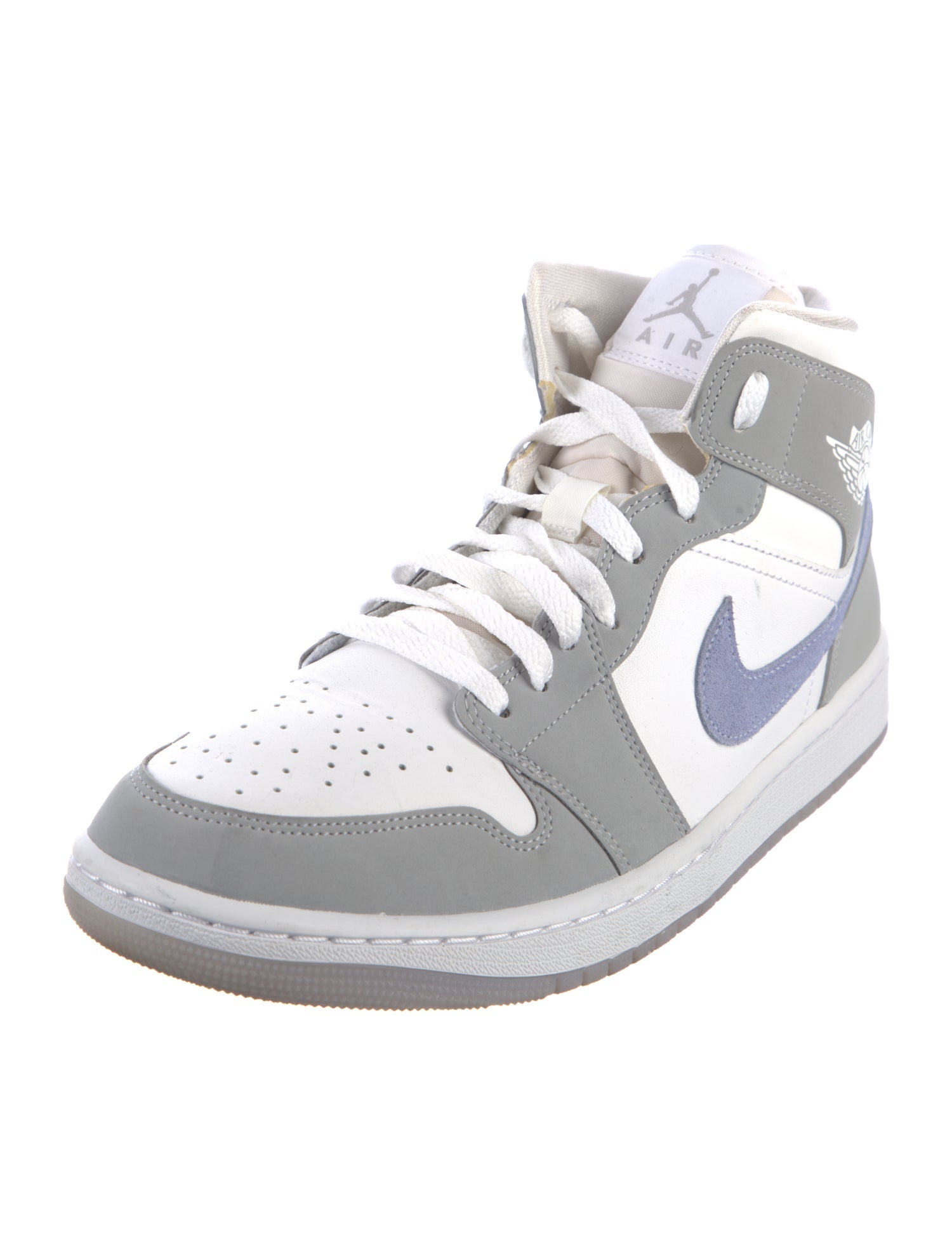 Jordan 1 Mid Wolf Grey 'Aluminum' Athletic Sneakers
