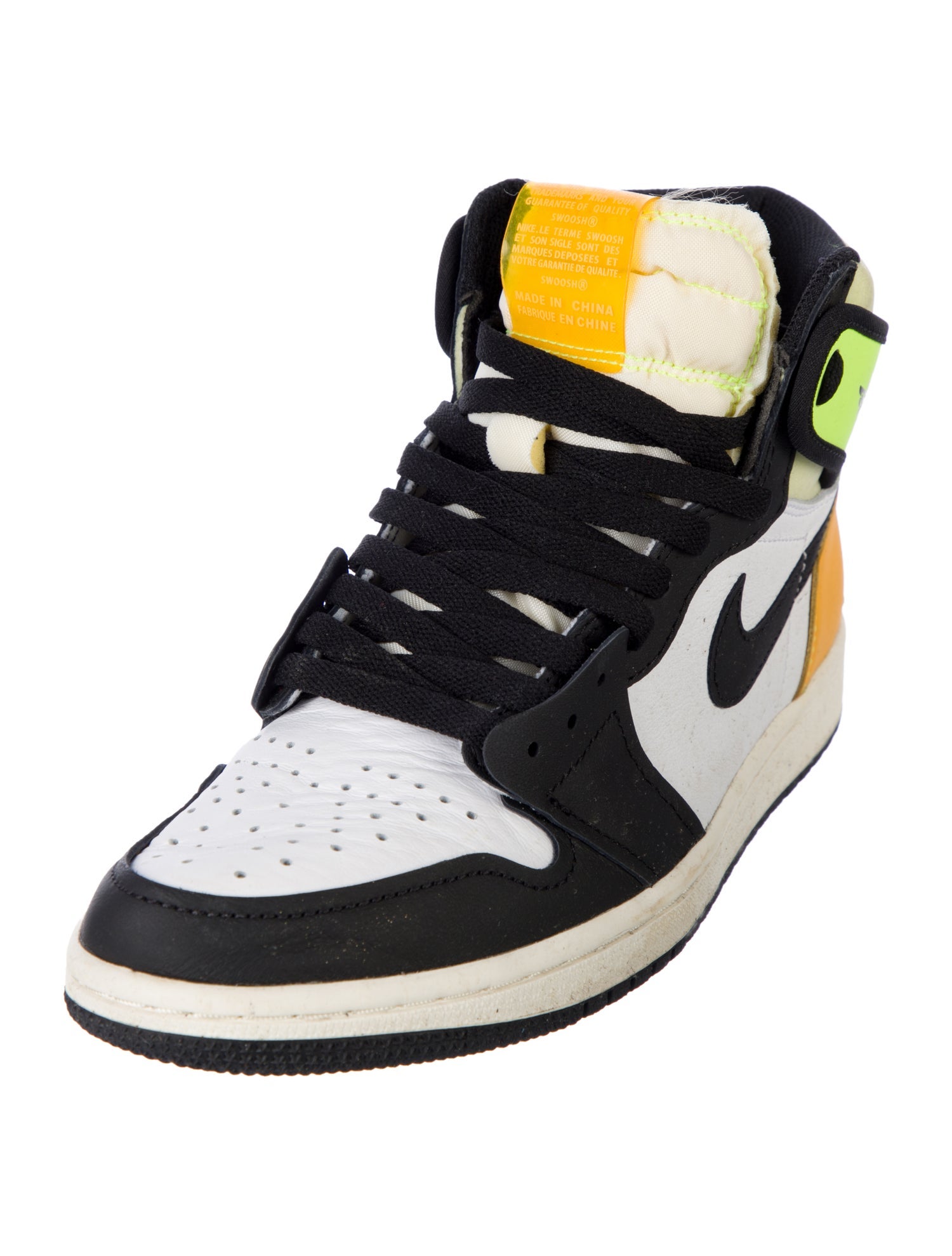 Nike Jordan 1 Retro High White Black Volt University Gold Sneakers