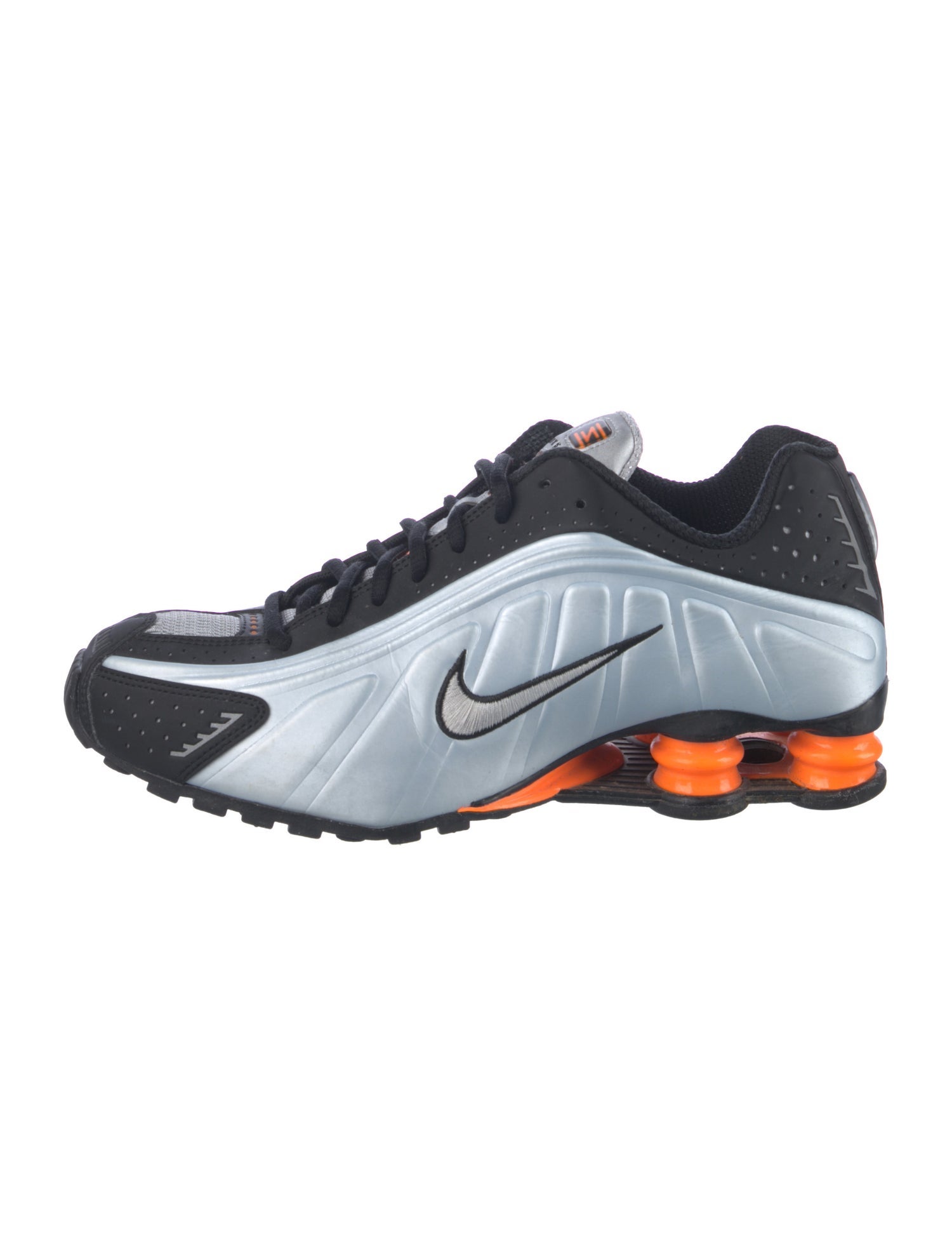 Nike Nike Shox R4 Blue Tint Total Orange Black Metallic Silver Athletic Sneakers