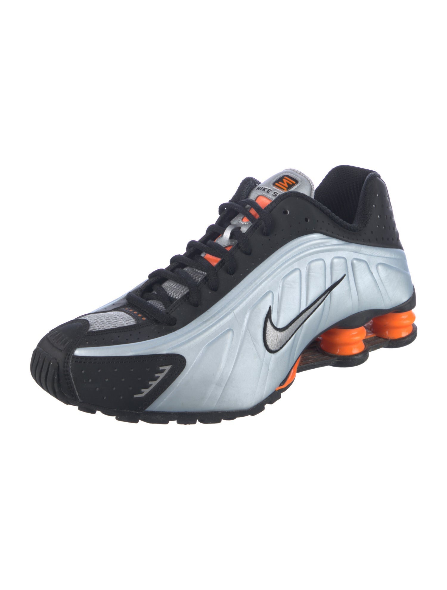 Nike Nike Shox R4 Blue Tint Total Orange Black Metallic Silver Athletic Sneakers
