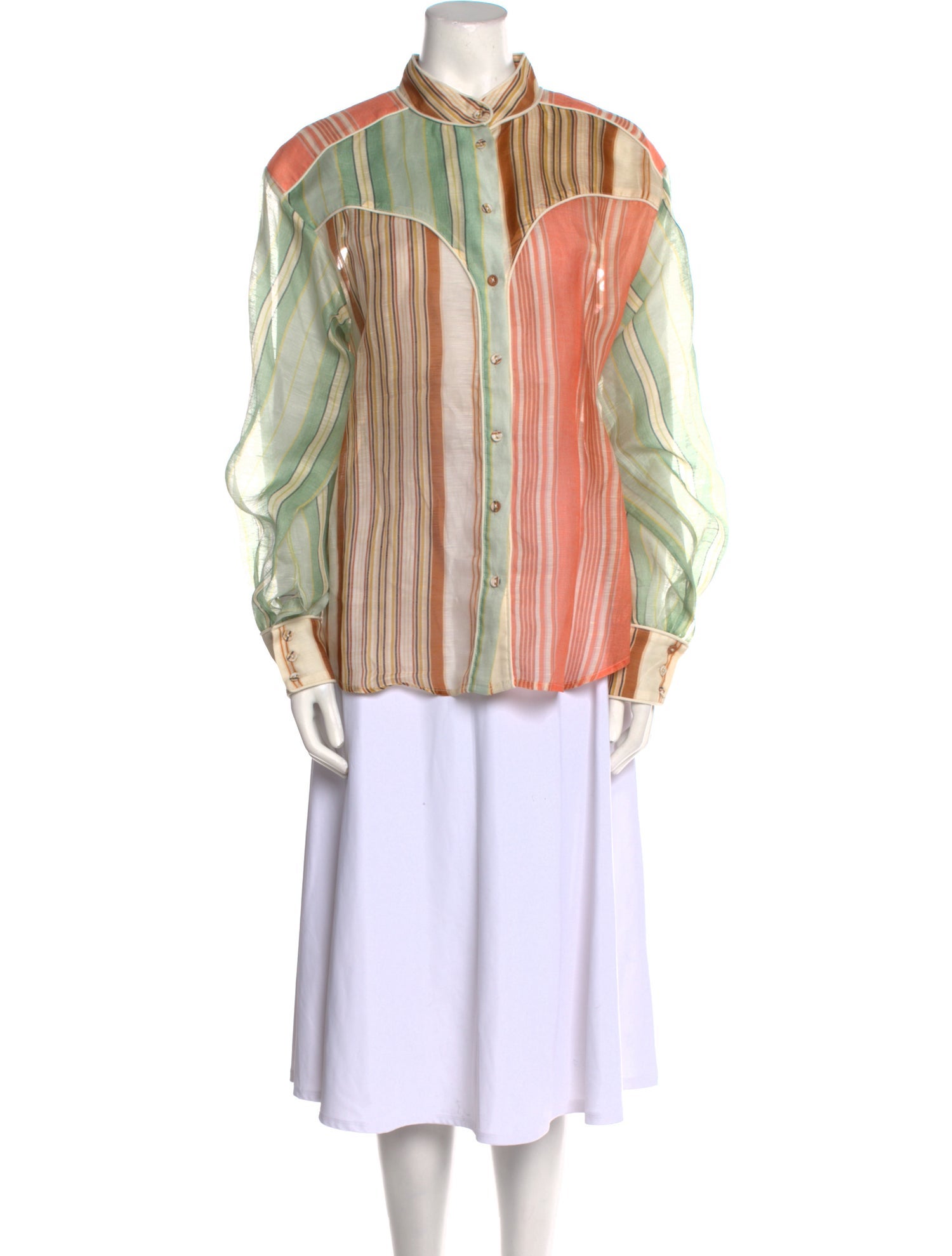 Antipodium Linen Striped Button-Up Top