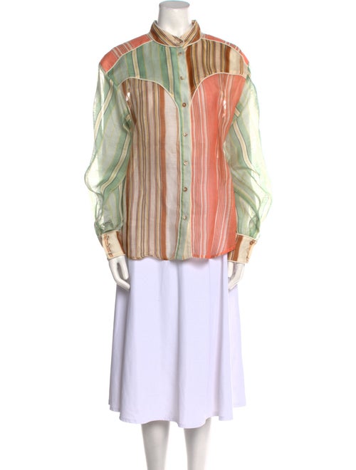 Antipodium Linen Striped Button-Up Top