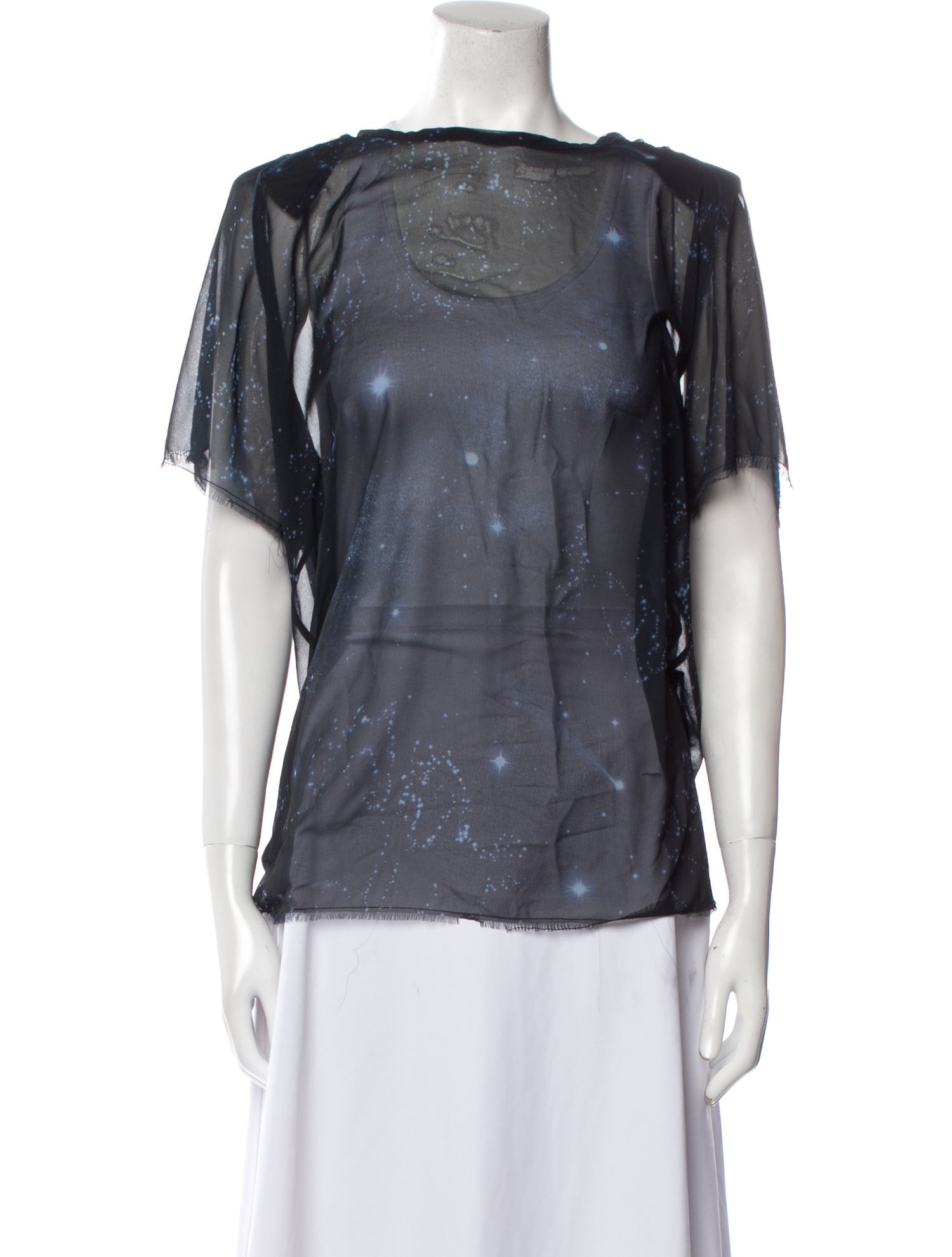 Baja East Printed Bateau Neckline Blouse