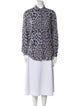 Baja East Animal Print Mock Neck Button-Up Top