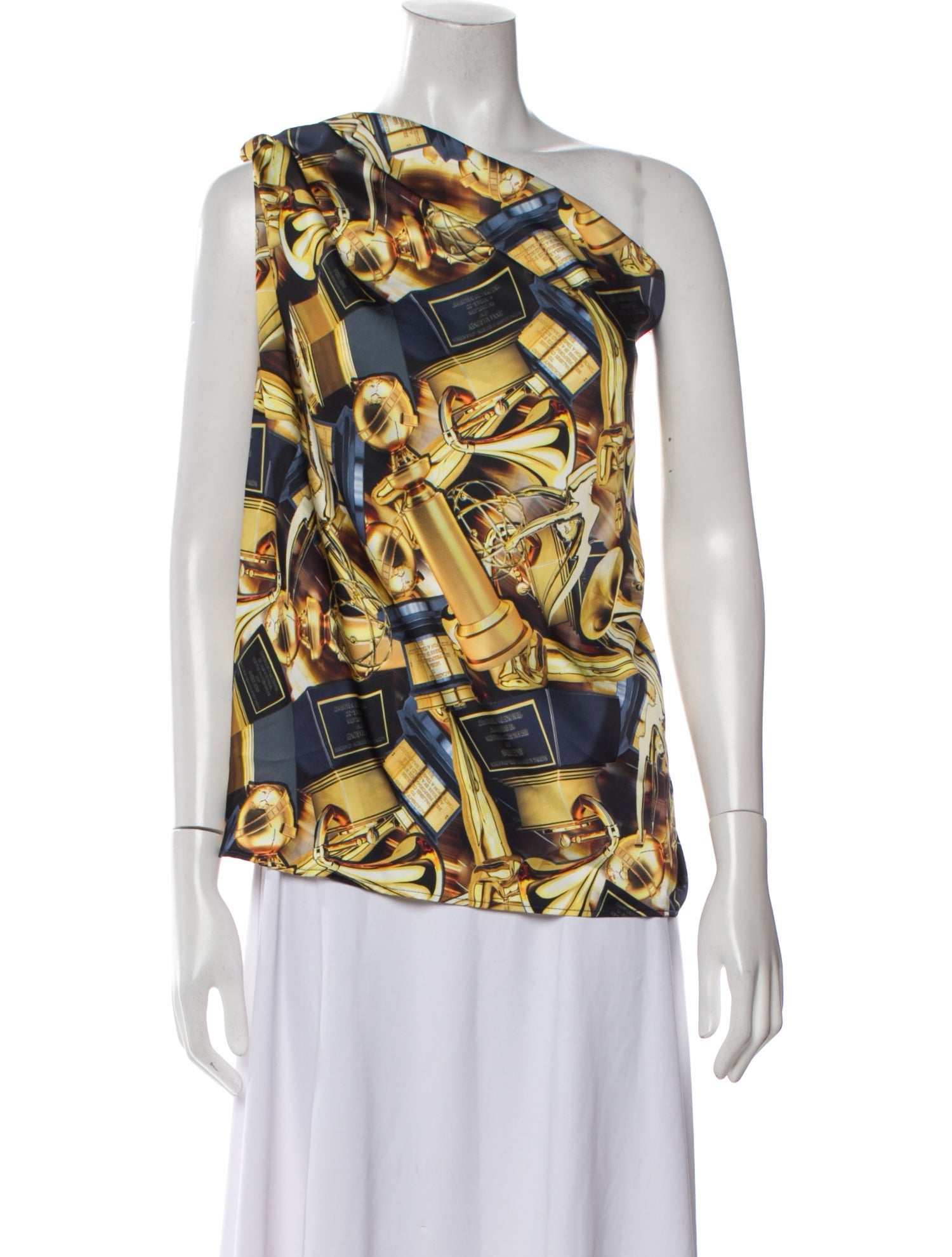 Baja East Printed One-Shoulder Blouse