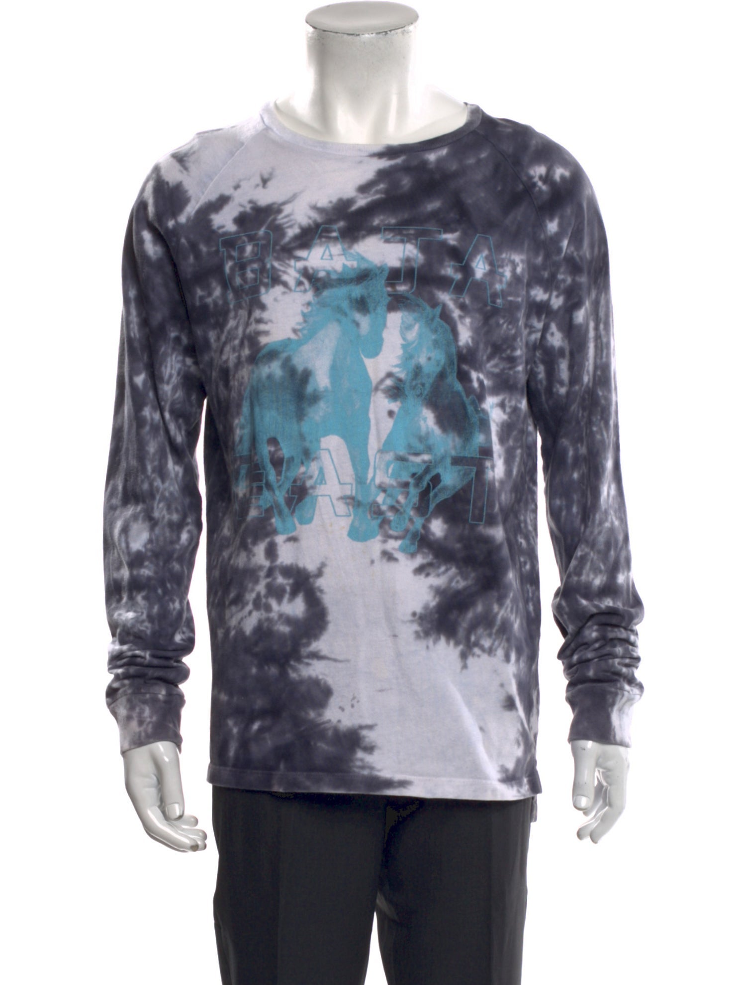 Baja East Tie-Dye Print Crew Neck Henley