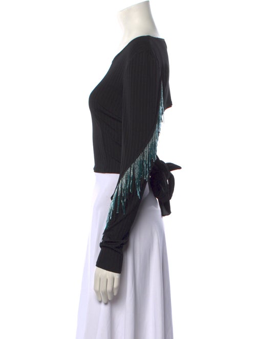 Baja East Bateau Neckline Long Sleeve Crop Top