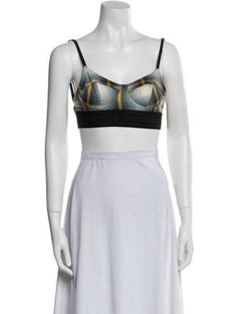 Baja East Printed Square Neckline Crop Top