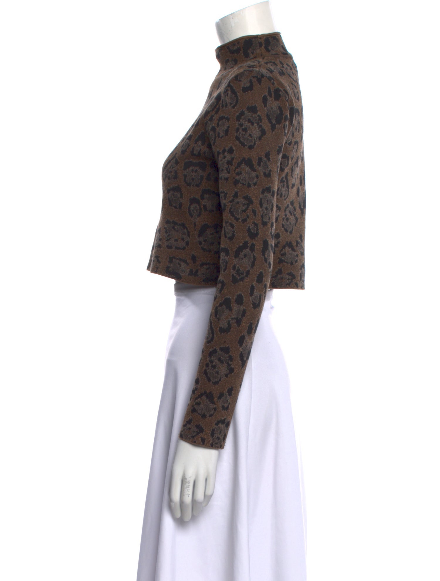 Baja East Animal Print Turtleneck Crop Top