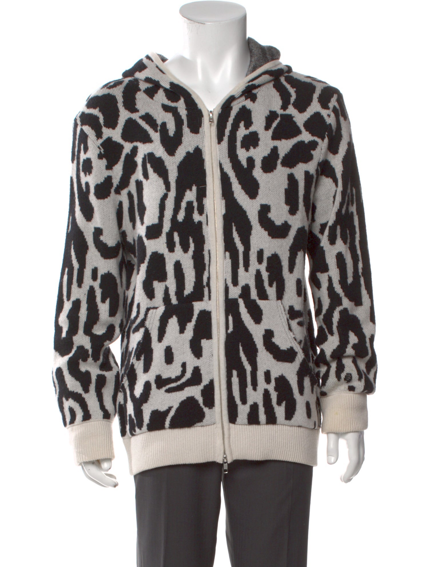 Baja East Animal Print Crew Neck Cardigan