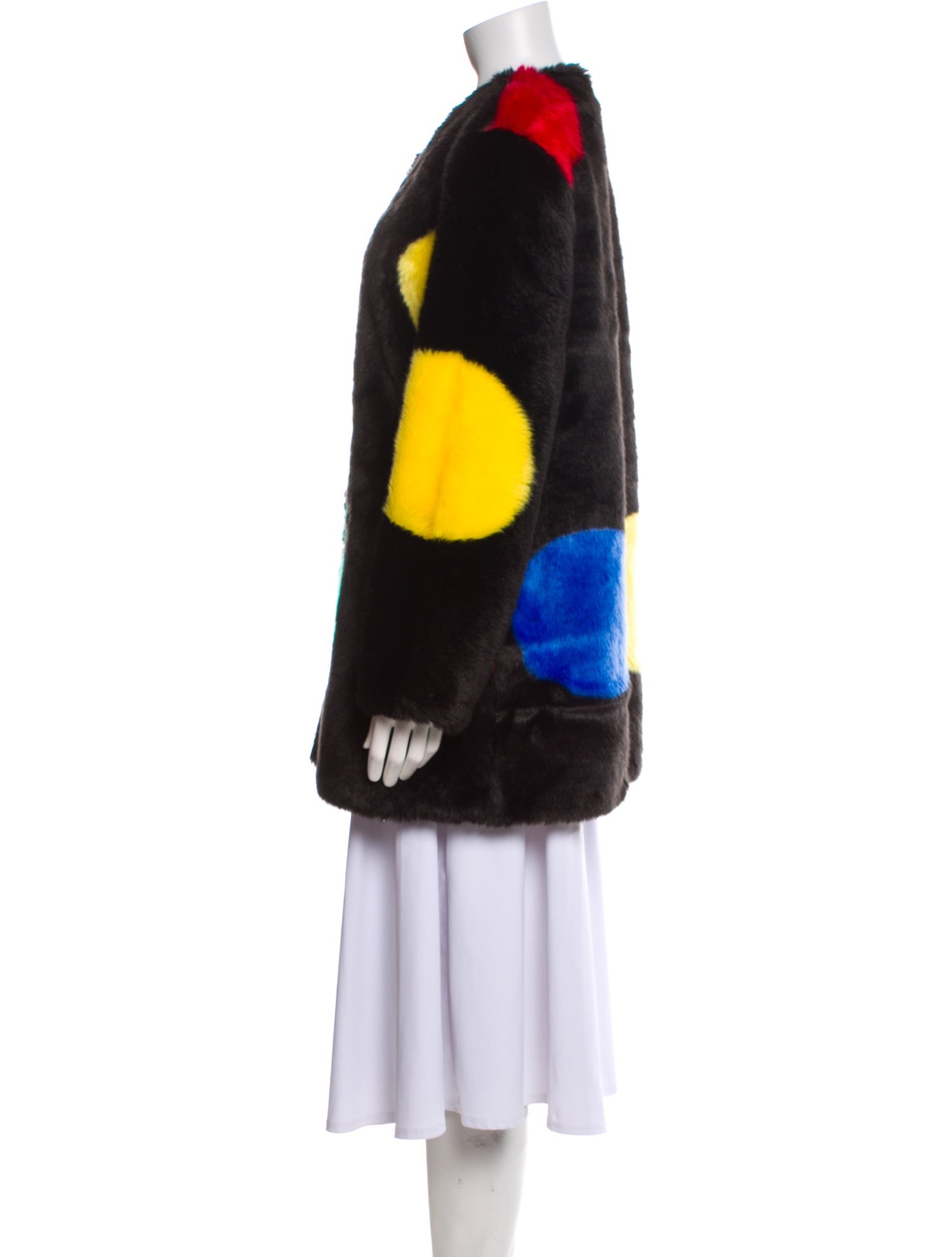 Urbancode Polka Dot Print Faux Fur Coat