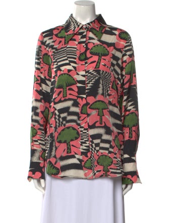 Untitled in Motion Printed Long Sleeve Button-Up Top