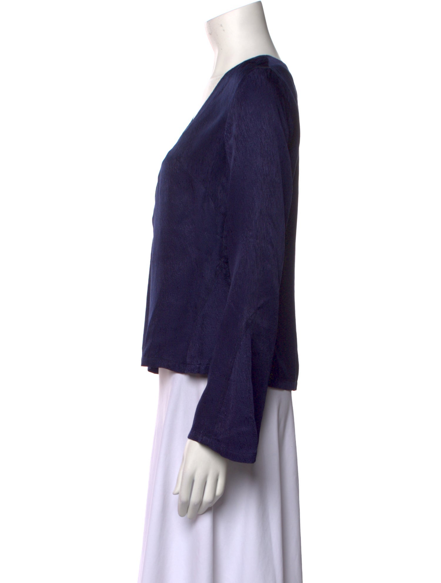 Untitled in Motion Plunge Neckline Long Sleeve Blouse