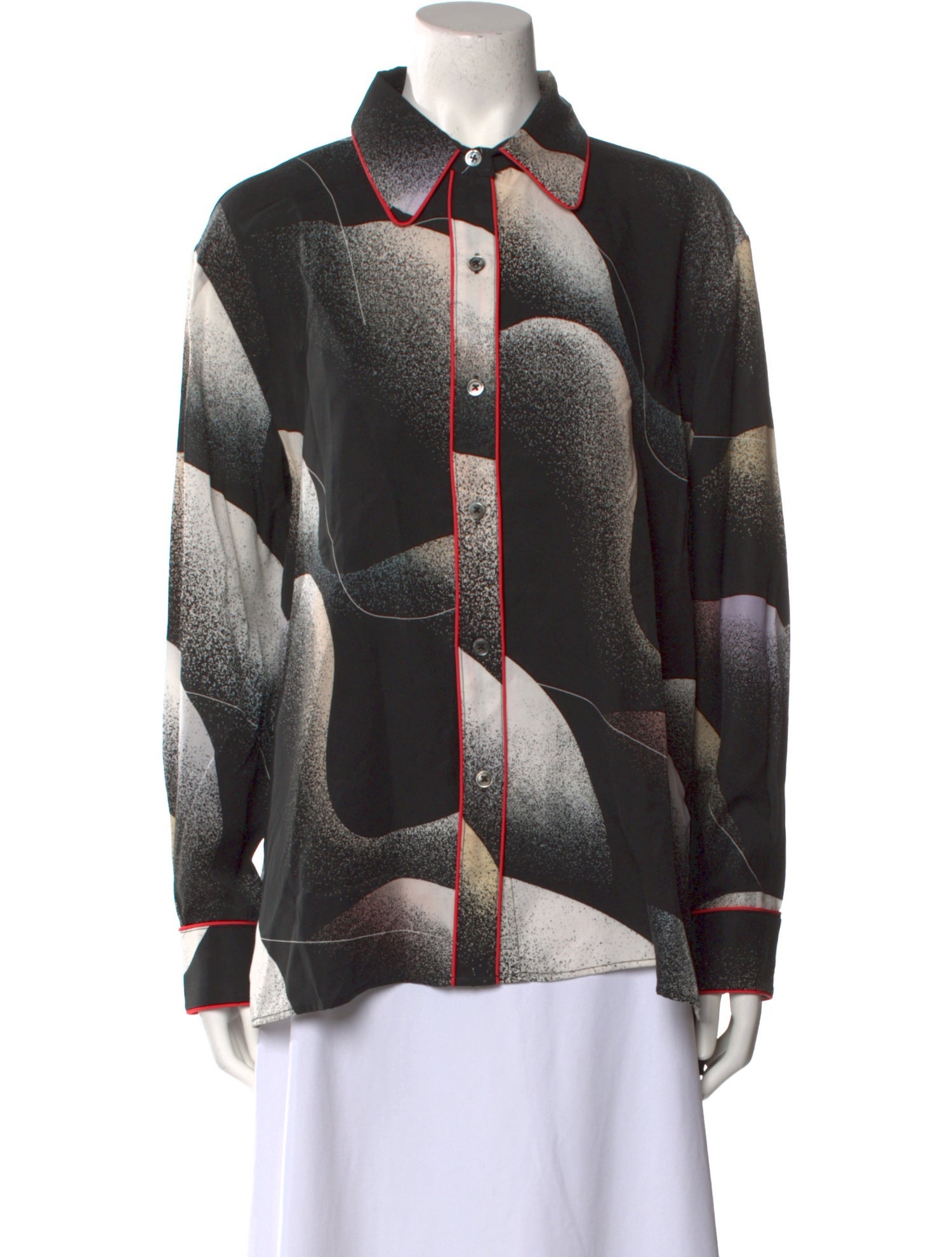 Untitled in Motion Printed Long Sleeve Button-Up Top
