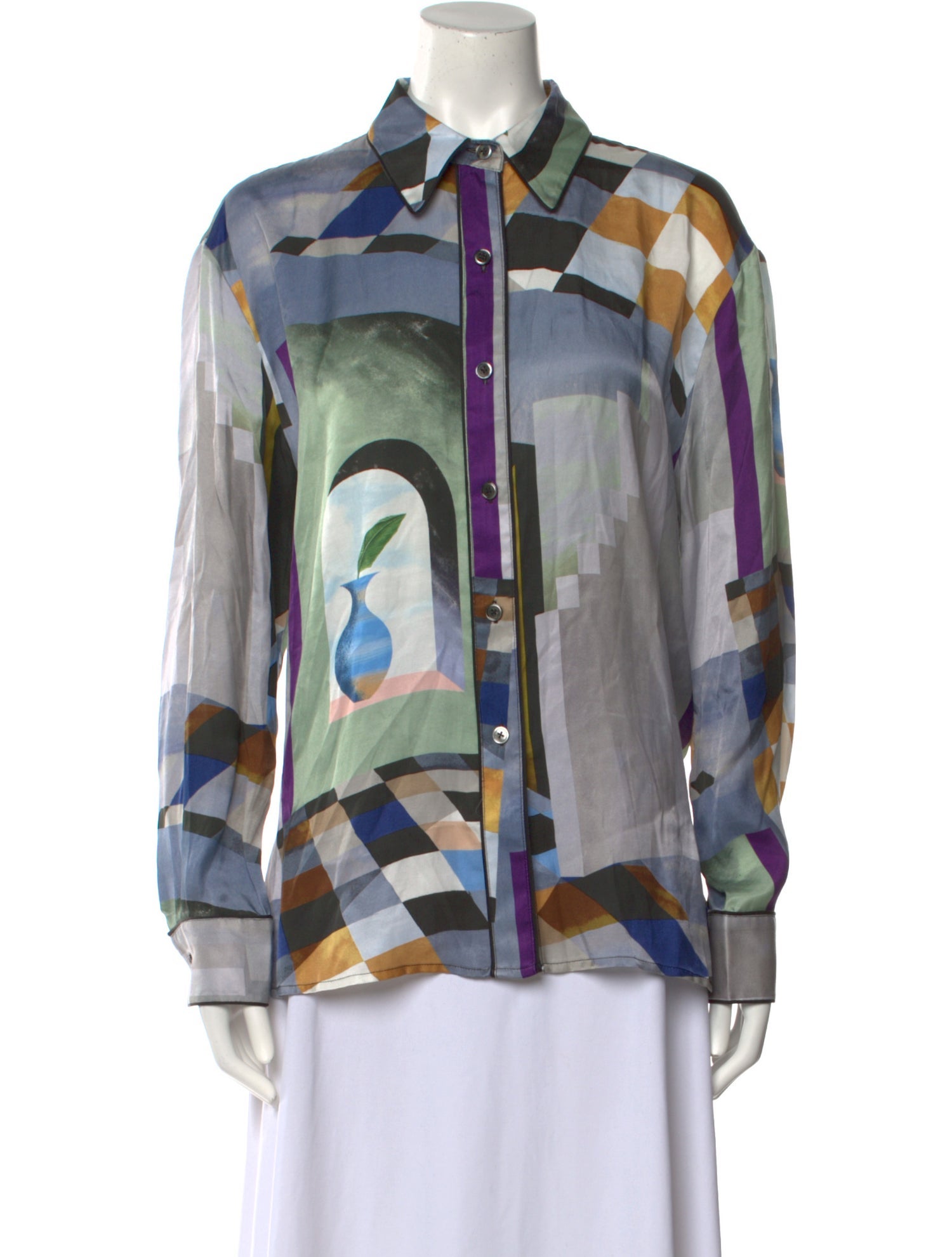 Untitled in Motion Printed Long Sleeve Button-Up Top w/ Tags