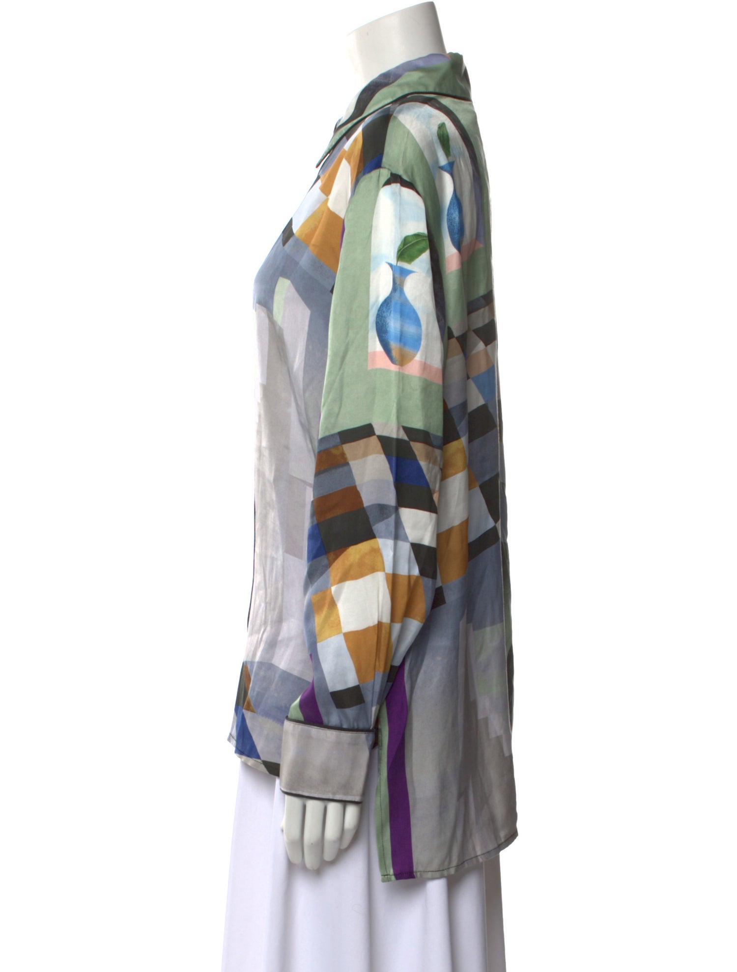 Untitled in Motion Printed Long Sleeve Button-Up Top w/ Tags