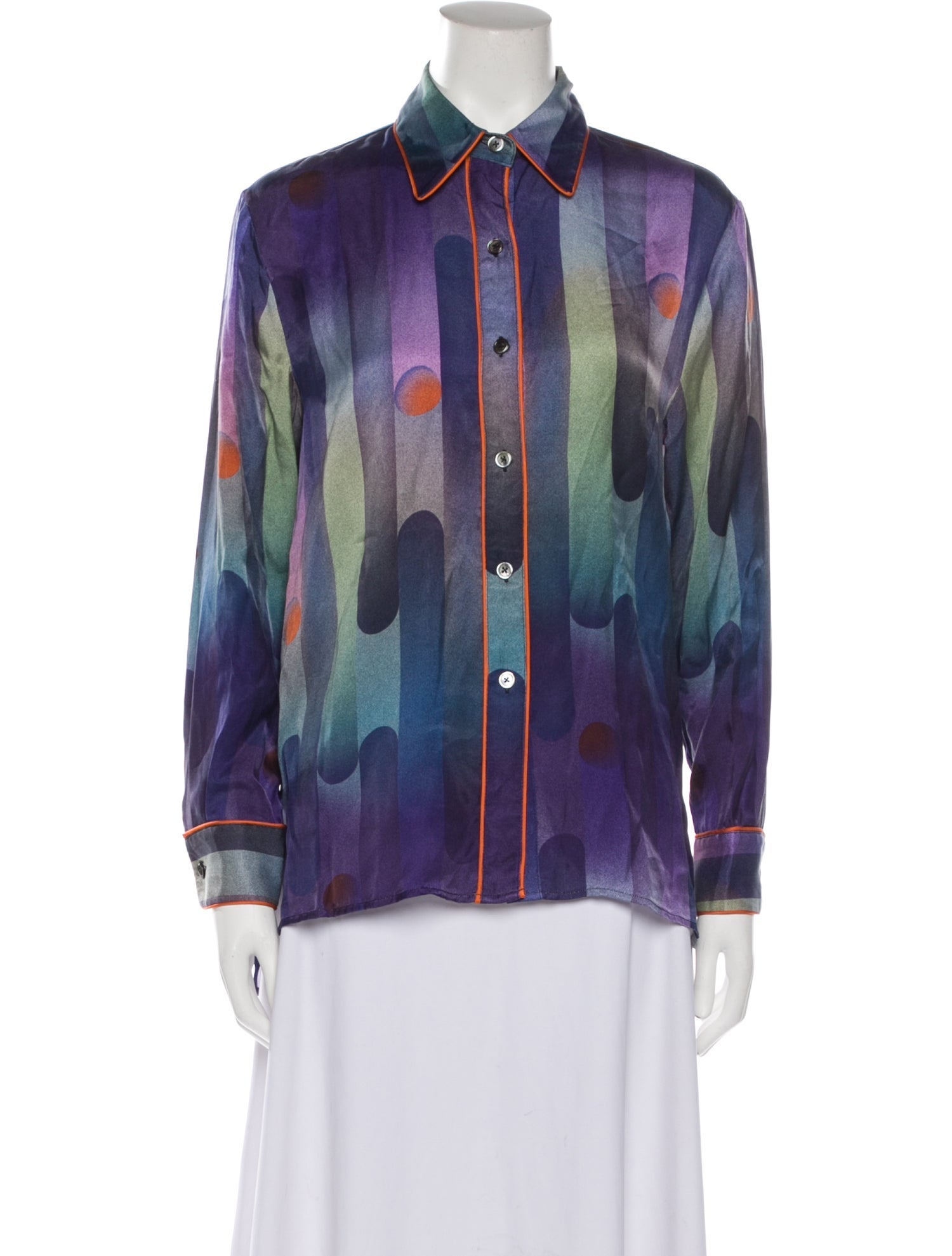 Untitled in Motion Printed Long Sleeve Button-Up Top w/ Tags