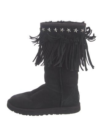 Jimmy Choo & UGG Suede Studded Accents Lace-Up Boots