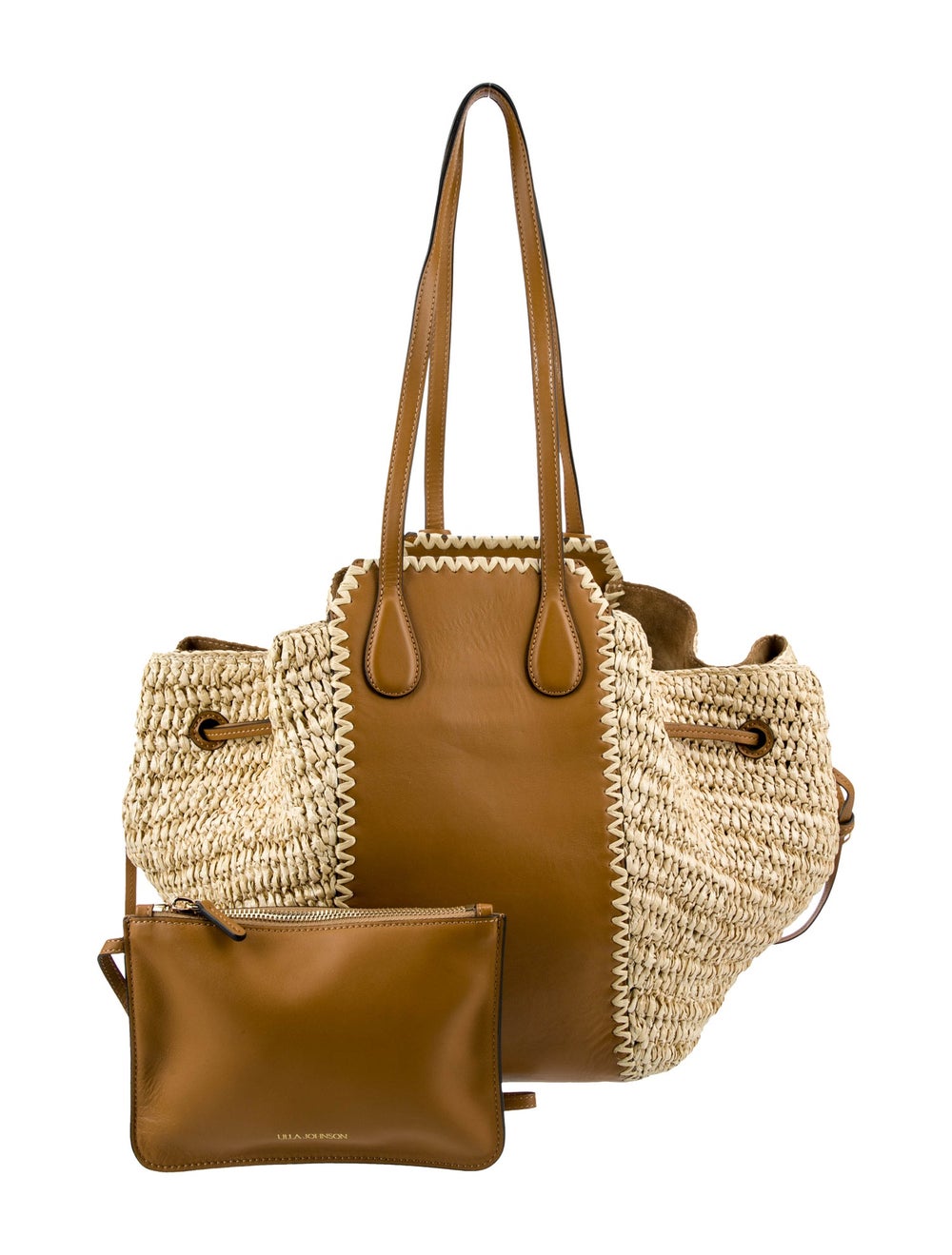 Ulla Johnson Straw Leather Trimmed Tote Bag Gem