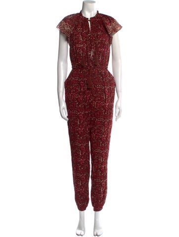 Ulla Johnson Jumpsuits and Rompers Floral Print Mock Neck Jumpsuit US 2 | XS