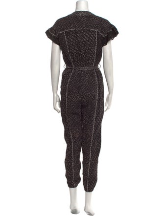 Ulla Johnson Printed Plunge Neckline Jumpsuit