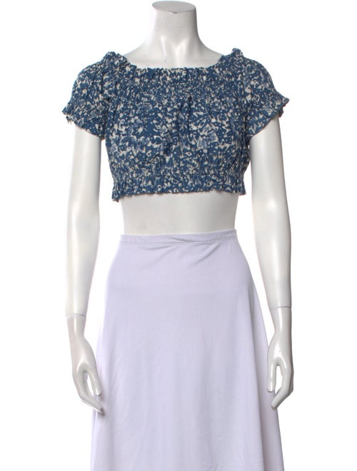 Ulla Johnson Floral Print Square Neckline Crop Top