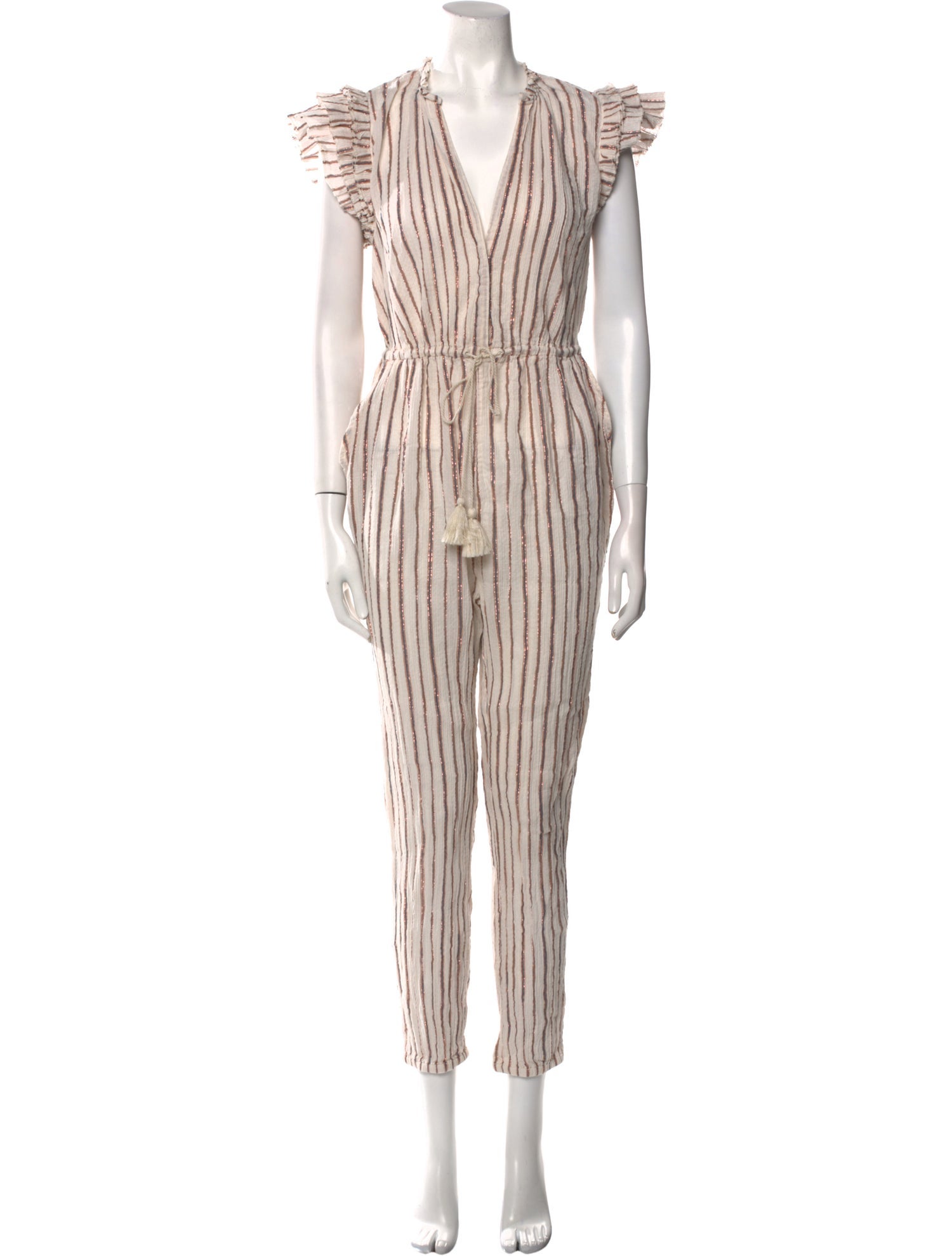 Ulla Johnson Striped V-Neck Jumpsuit