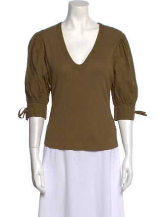 Ulla Johnson V-Neck Three-Quarter Sleeve Top