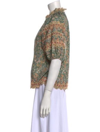 Ulla Johnson Floral Print Mock Neck Blouse