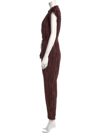 Ulla Johnson Striped Plunge Neckline Jumpsuit