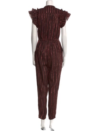 Ulla Johnson Striped Plunge Neckline Jumpsuit
