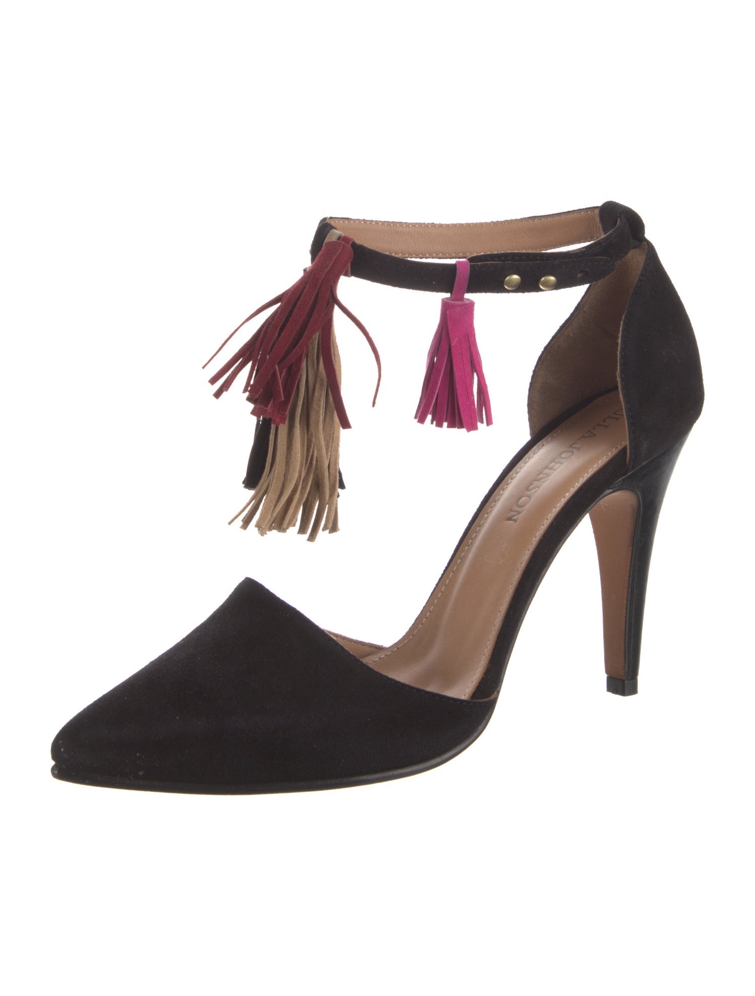 Ulla Johnson Suede Tassel Accents T-Strap Pumps