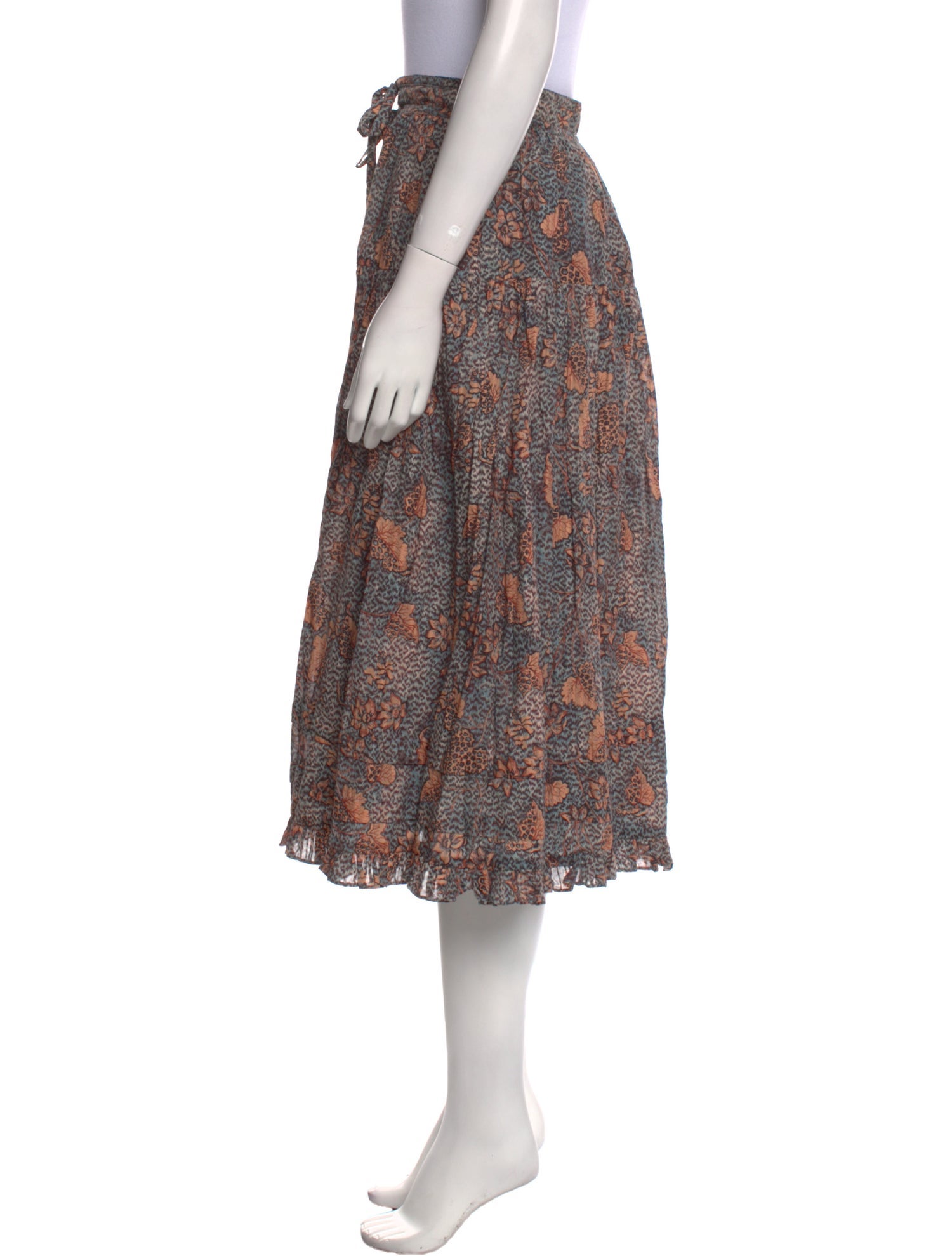 Ulla Johnson Floral Print Midi Length Skirt