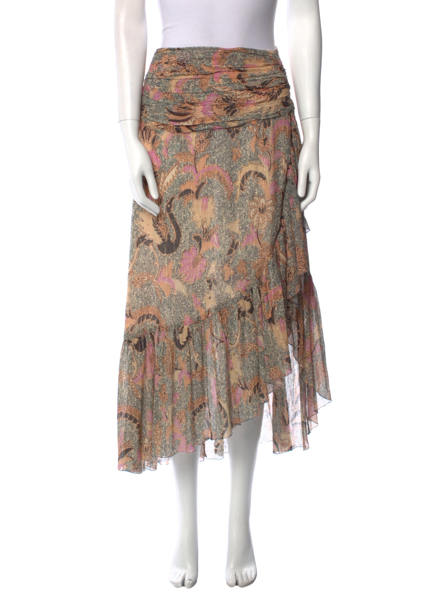 Ulla Johnson Floral Print Midi Length Skirt