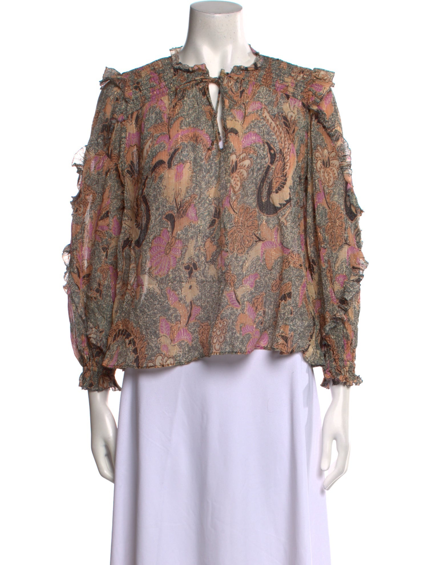 Ulla Johnson Floral Print Mock Neck Blouse
