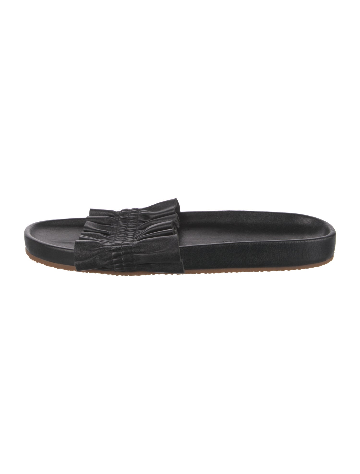 Ulla Johnson Leather Ruffle Embellishment Slides