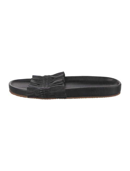 Ulla Johnson Leather Ruffle Embellishment Slides