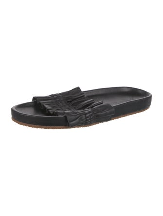 Ulla Johnson Leather Ruffle Embellishment Slides