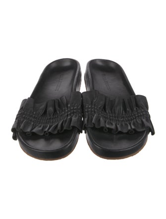 Ulla Johnson Leather Ruffle Embellishment Slides