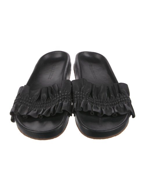 Ulla Johnson Leather Ruffle Embellishment Slides