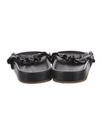 Ulla Johnson Leather Ruffle Embellishment Slides