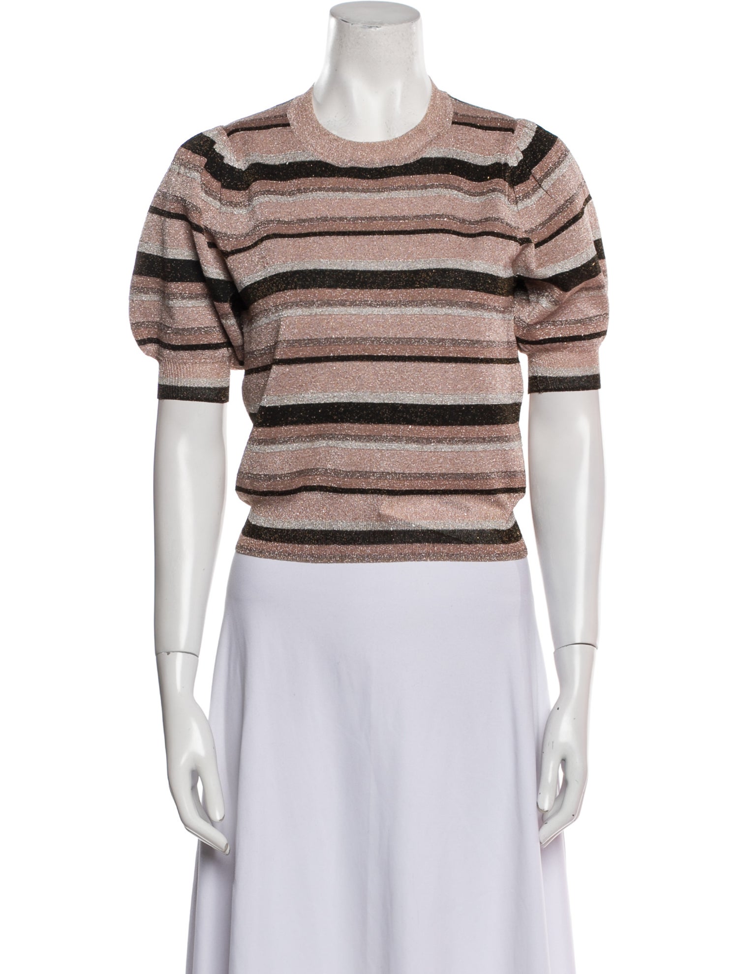 Ulla Johnson Striped Crew Neck Crop Top