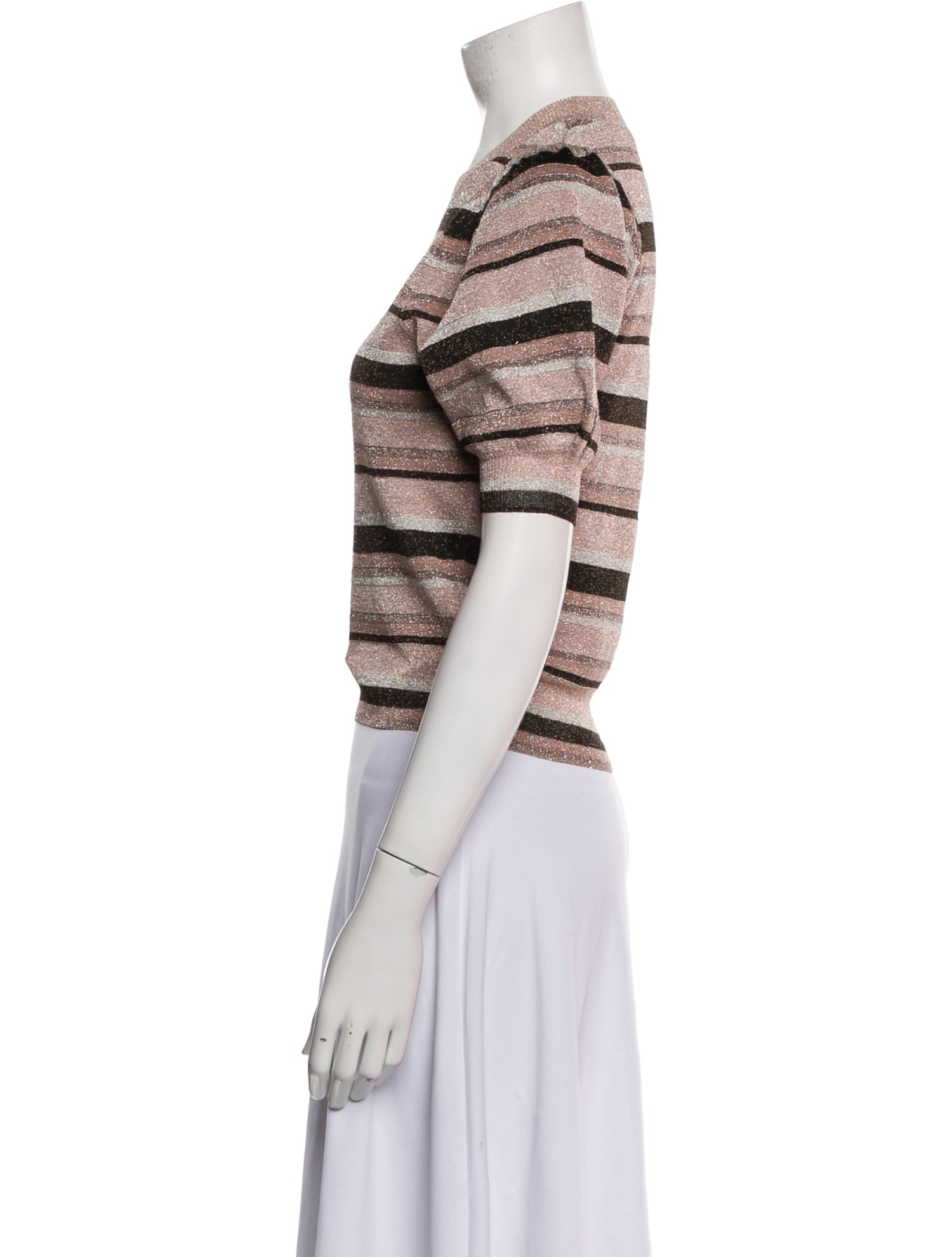 Ulla Johnson Striped Crew Neck Crop Top